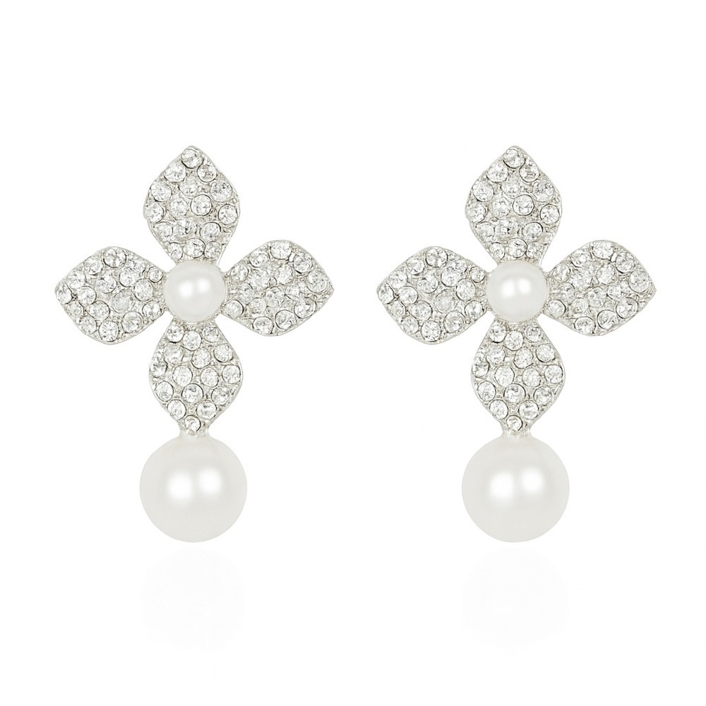 Elegant Silver and White Pearl Earrings